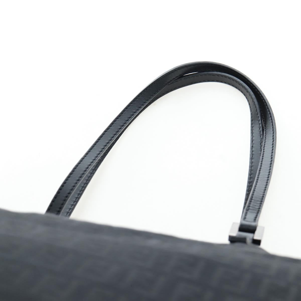 FENDI Zucchino Canvas Tote Bag Black Silver Auth am12126V