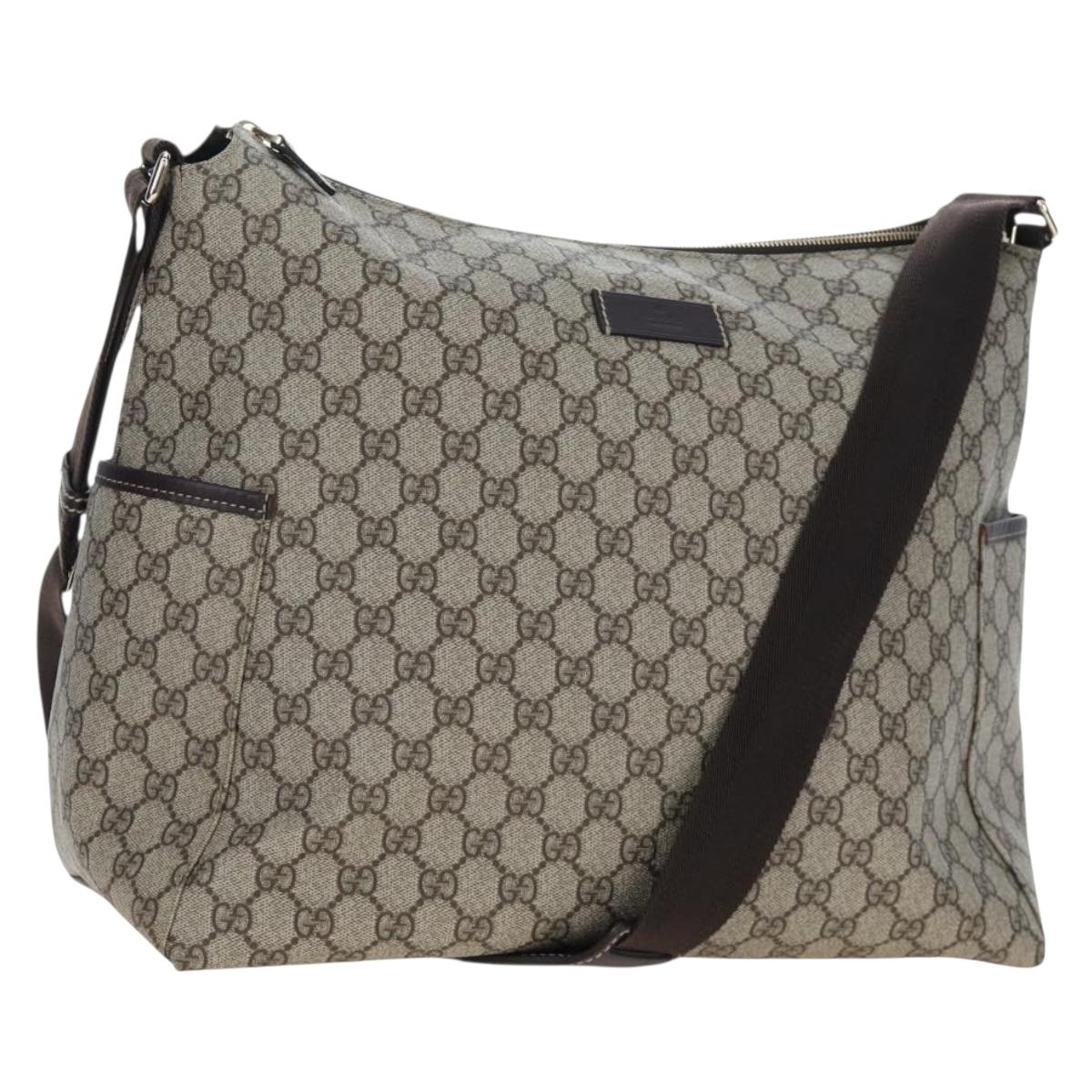 GUCCI GG Supreme Shoulder Bag PVC Beige Gold 201767 Auth am12127V
