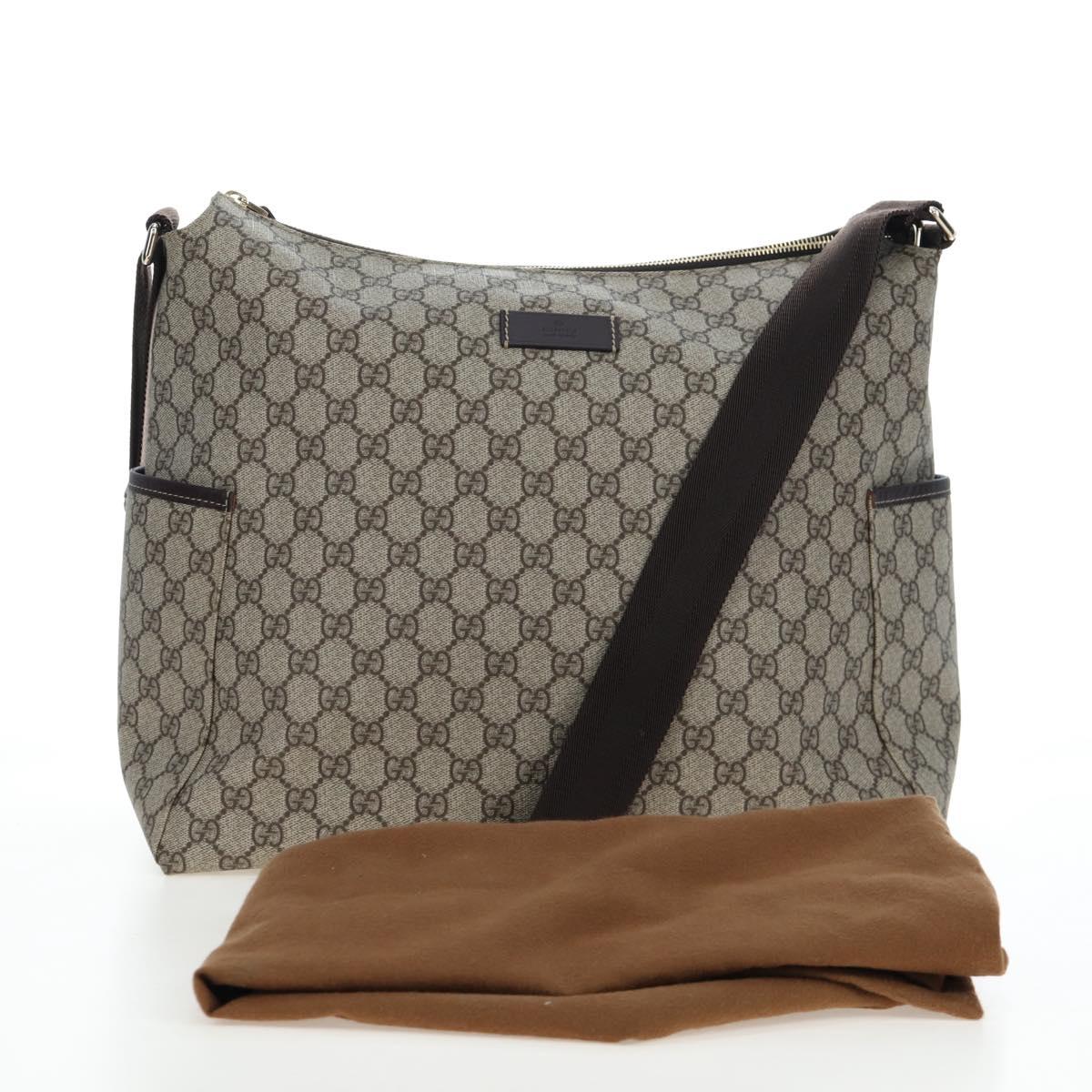 GUCCI GG Supreme Shoulder Bag PVC Beige Gold 201767 Auth am12127V