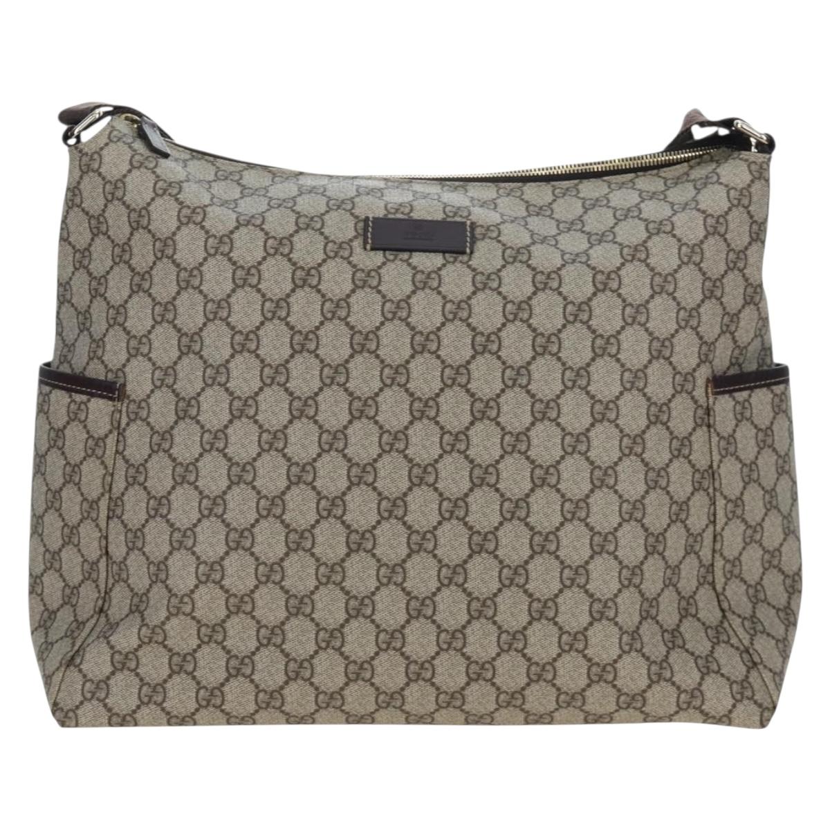 GUCCI GG Supreme Shoulder Bag PVC Beige Gold 201767 Auth am12127V