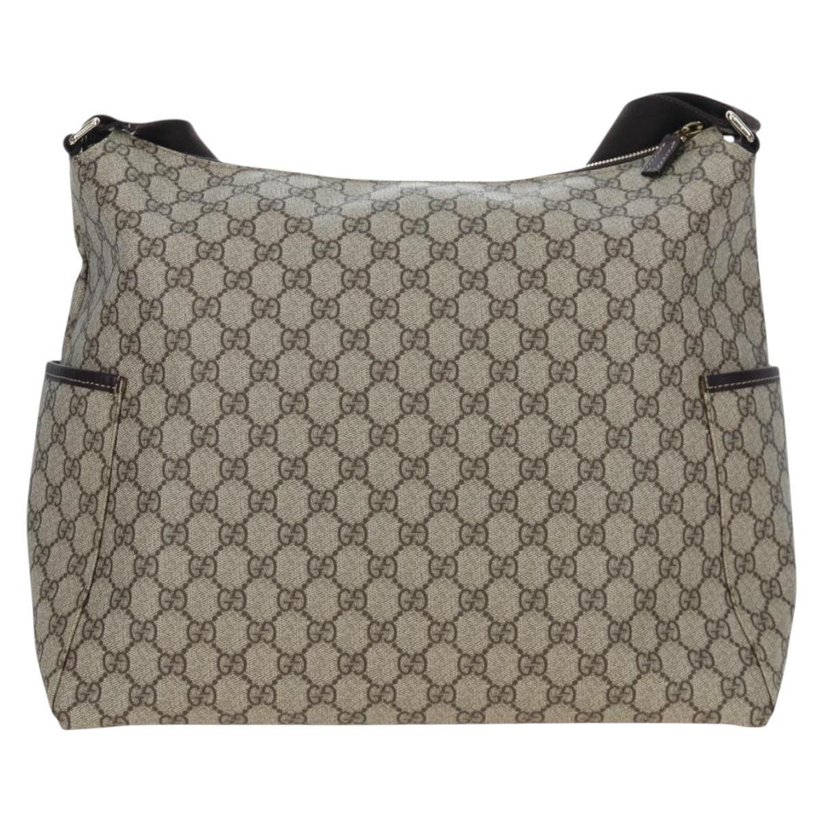 GUCCI GG Supreme Shoulder Bag PVC Beige Gold 201767 Auth am12127V