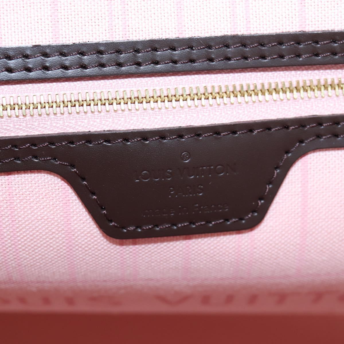 LOUIS VUITTON Damier Ebene Rose valerine Neverfull MM Bag N41603 Auth am12129M
