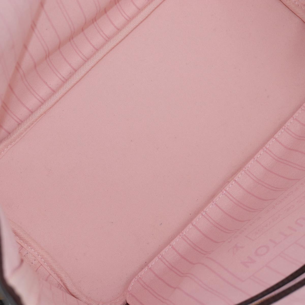 LOUIS VUITTON Damier Ebene Rose valerine Neverfull MM Bag N41603 Auth am12129M