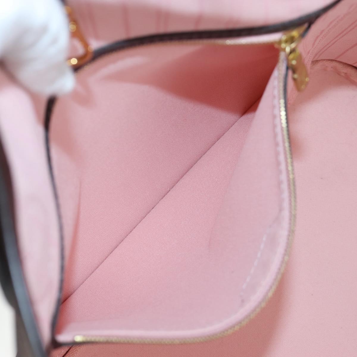 LOUIS VUITTON Damier Ebene Rose valerine Neverfull MM Bag N41603 Auth am12129M