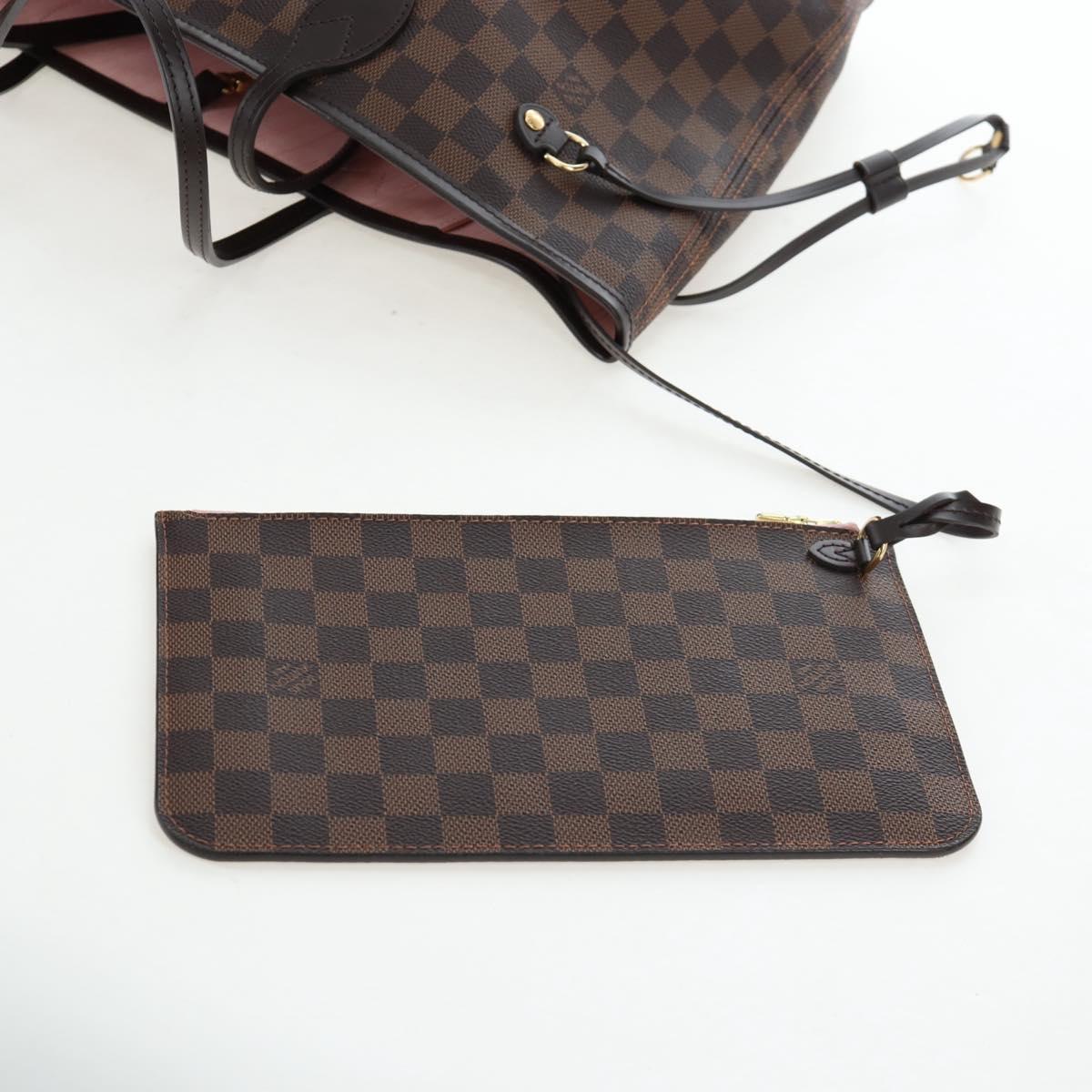 LOUIS VUITTON Damier Ebene Rose valerine Neverfull MM Bag N41603 Auth am12129M