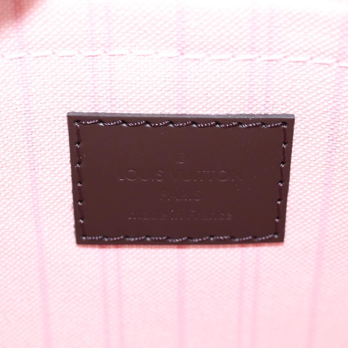 LOUIS VUITTON Damier Ebene Rose valerine Neverfull MM Bag N41603 Auth am12129M