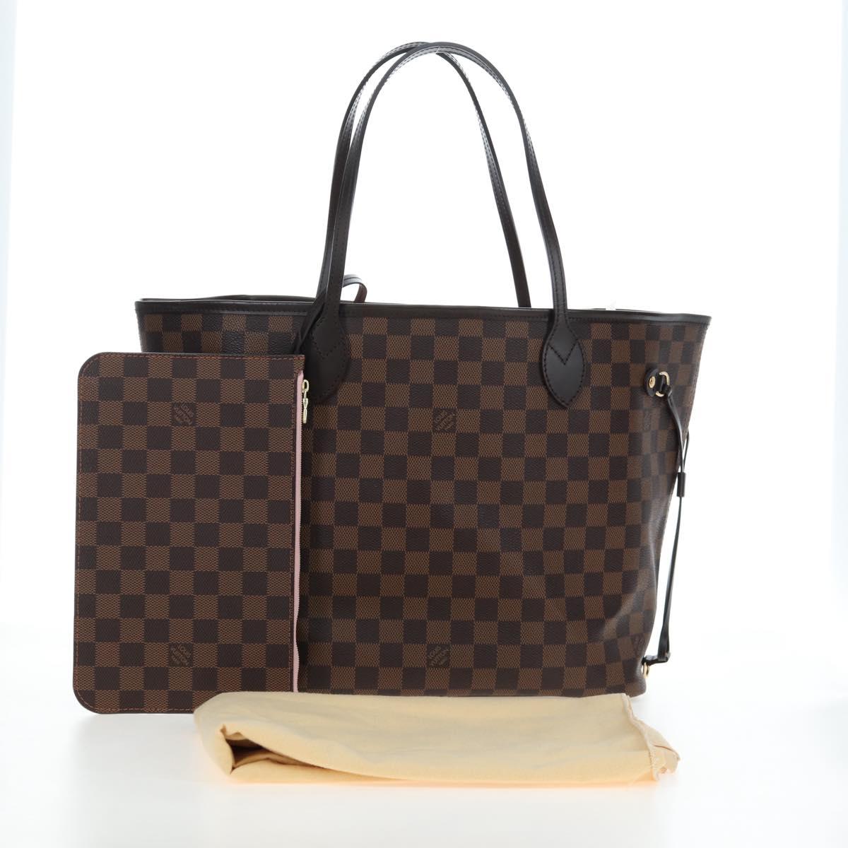 LOUIS VUITTON Damier Ebene Rose valerine Neverfull MM Bag N41603 Auth am12129M