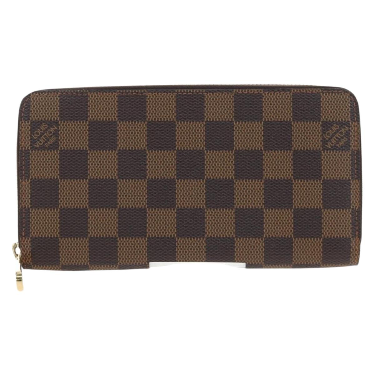 LOUIS VUITTON Damier Ebene Zippy Wallet Long Wallet N41661 LV Auth am12132V