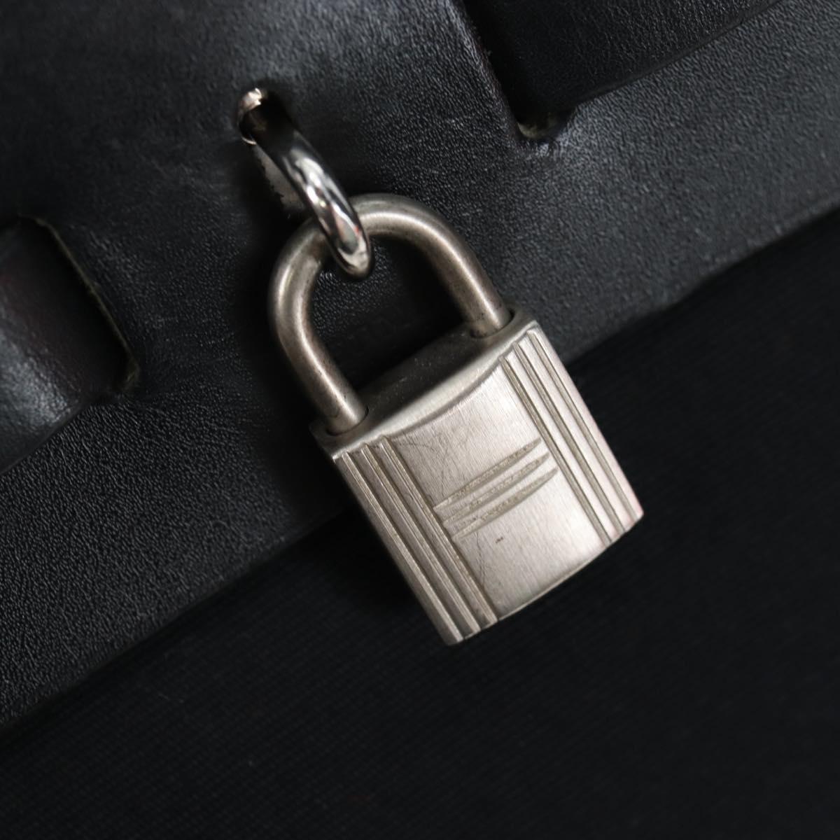 HERMES Herbag PM Hand Bag Canvas Black Silver Auth am12133V