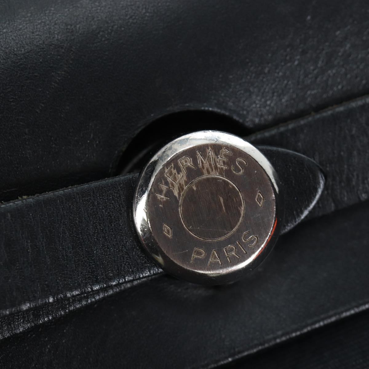 HERMES Herbag PM Hand Bag Canvas Black Silver Auth am12133V