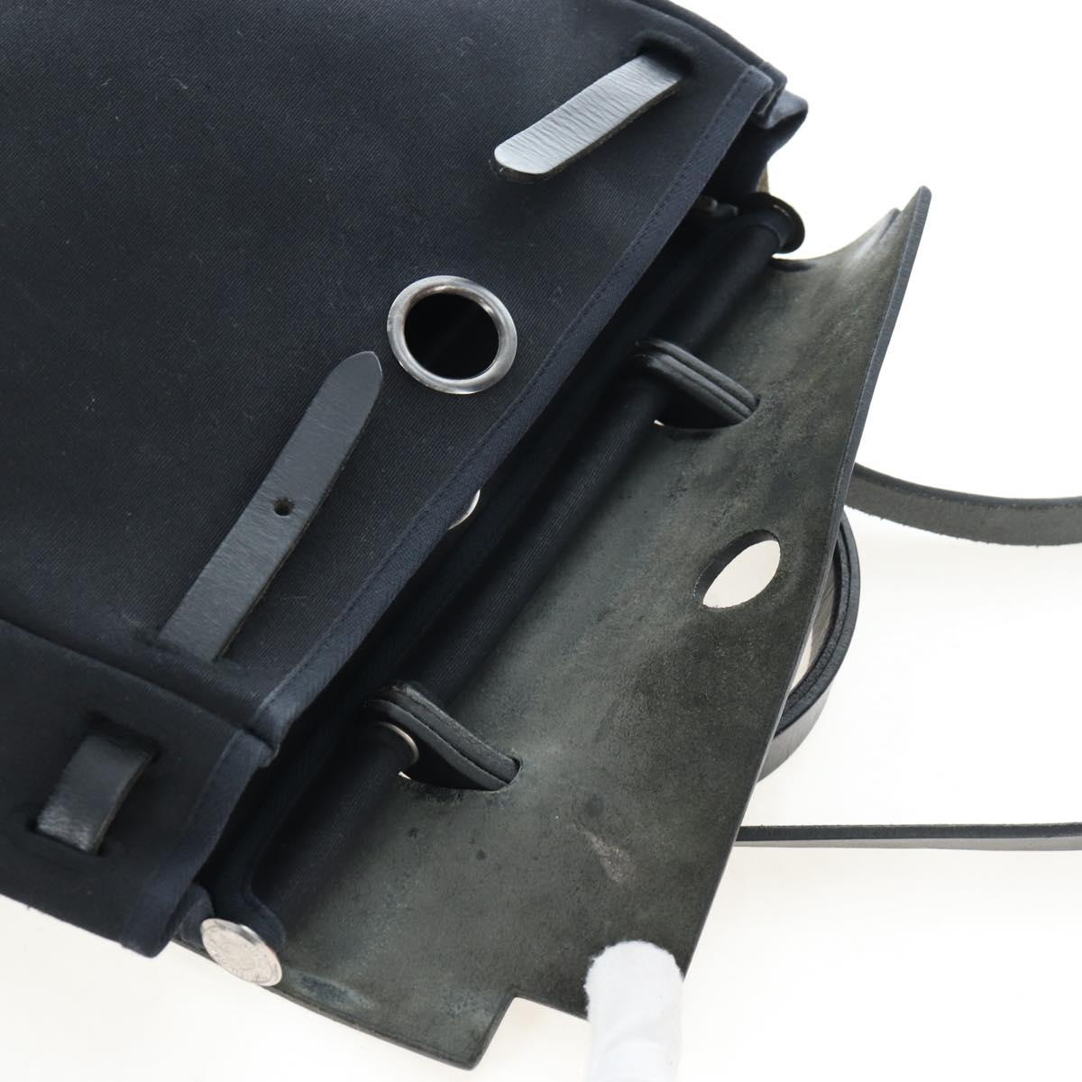 HERMES Herbag PM Hand Bag Canvas Black Silver Auth am12133V