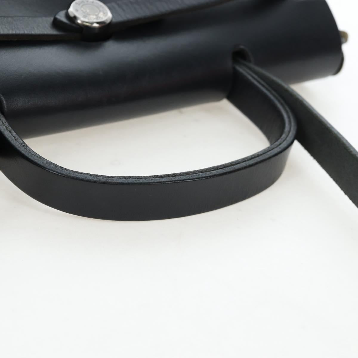 HERMES Herbag PM Hand Bag Canvas Black Silver Auth am12133V