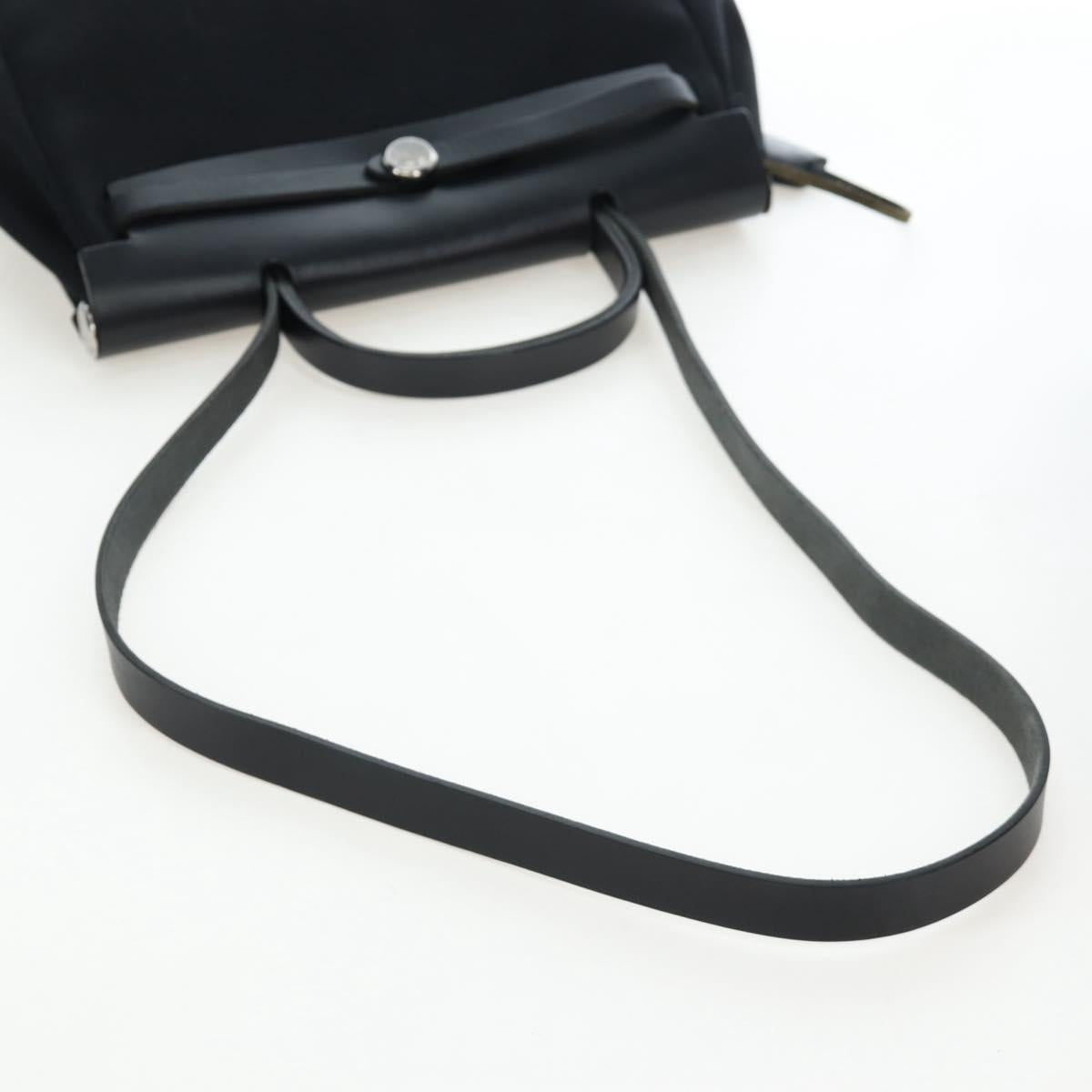 HERMES Herbag PM Hand Bag Canvas Black Silver Auth am12133V