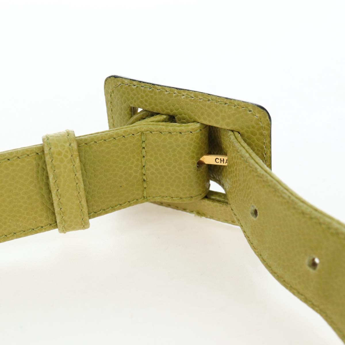 CHANEL Waist bag Caviar Skin Lime Yellow Gold CC Auth am12134V