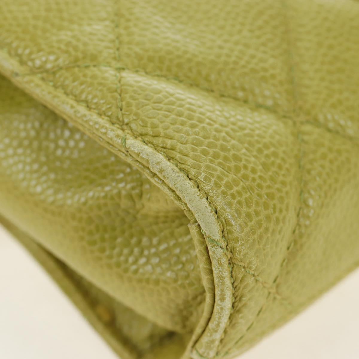 CHANEL Waist bag Caviar Skin Lime Yellow Gold CC Auth am12134V