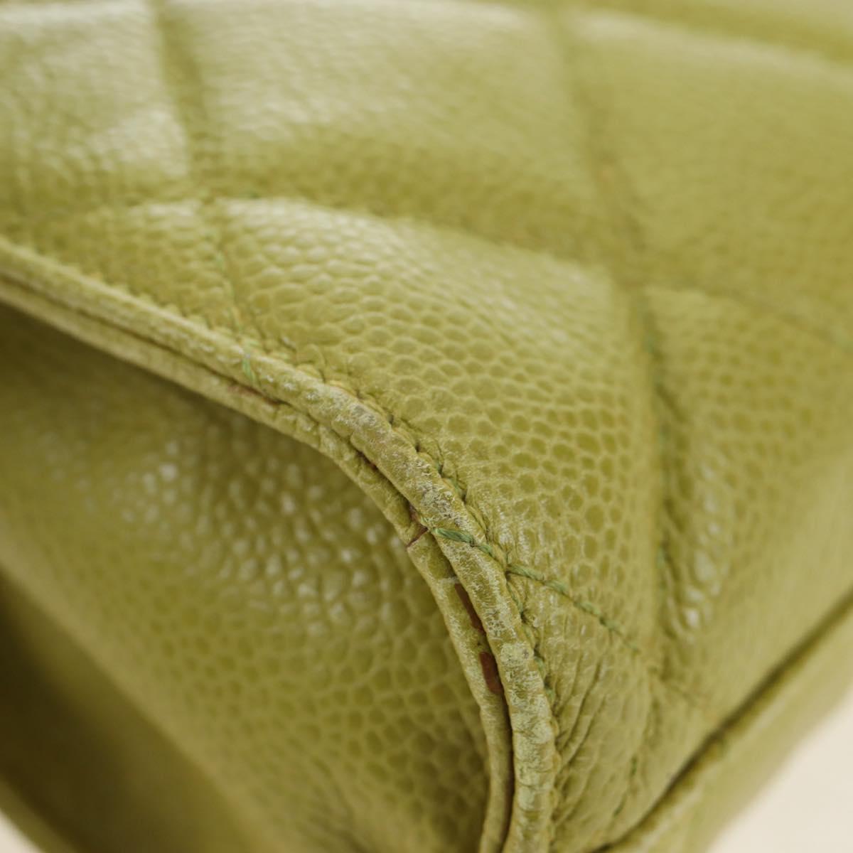 CHANEL Waist bag Caviar Skin Lime Yellow Gold CC Auth am12134V