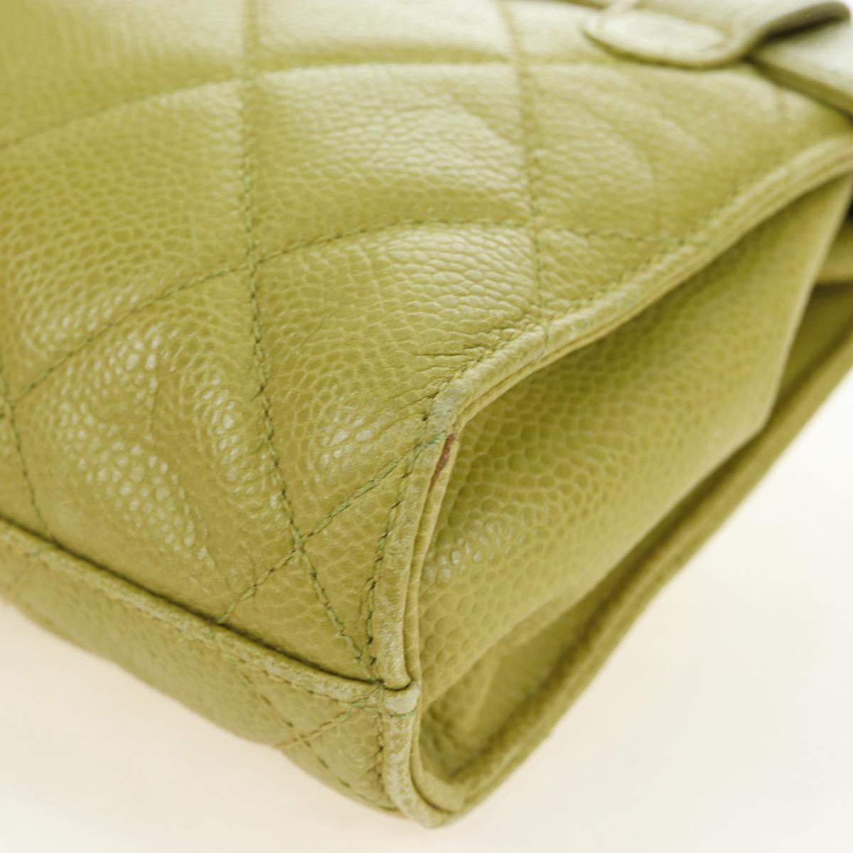 CHANEL Waist bag Caviar Skin Lime Yellow Gold CC Auth am12134V