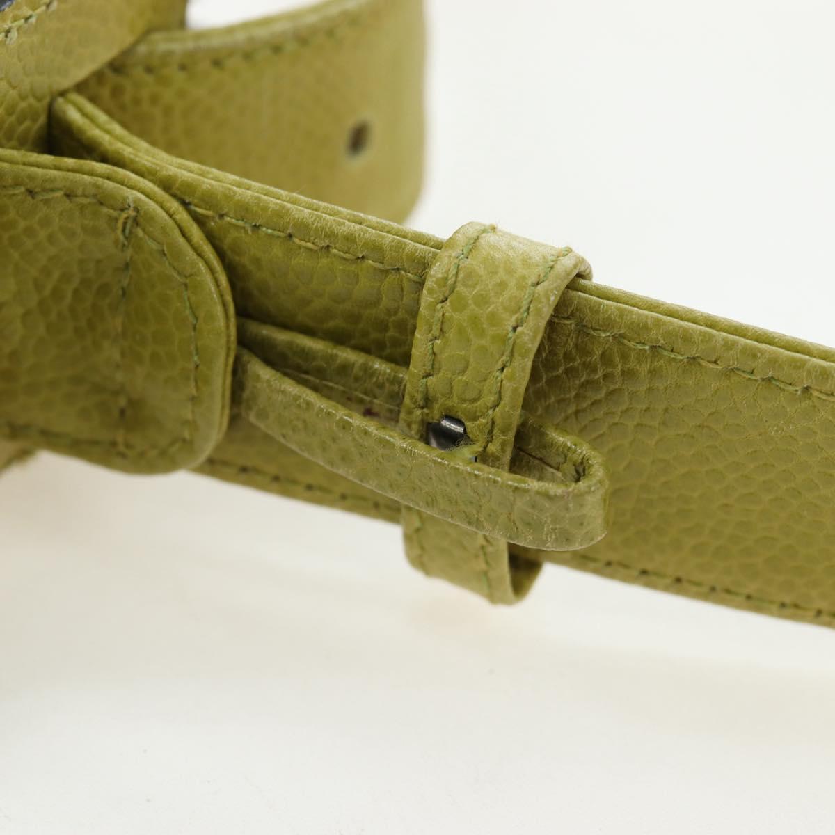 CHANEL Waist bag Caviar Skin Lime Yellow Gold CC Auth am12134V