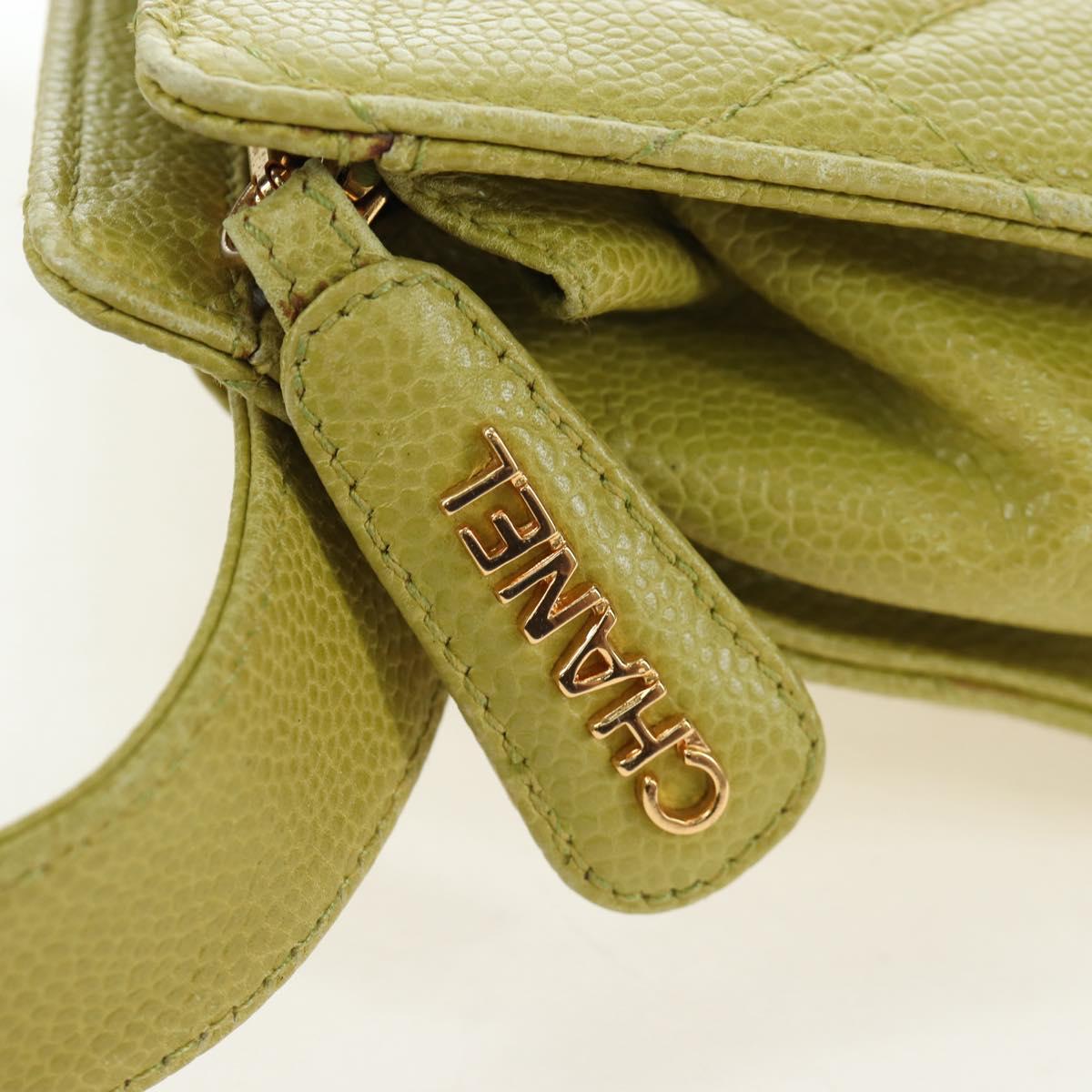 CHANEL Waist bag Caviar Skin Lime Yellow Gold CC Auth am12134V