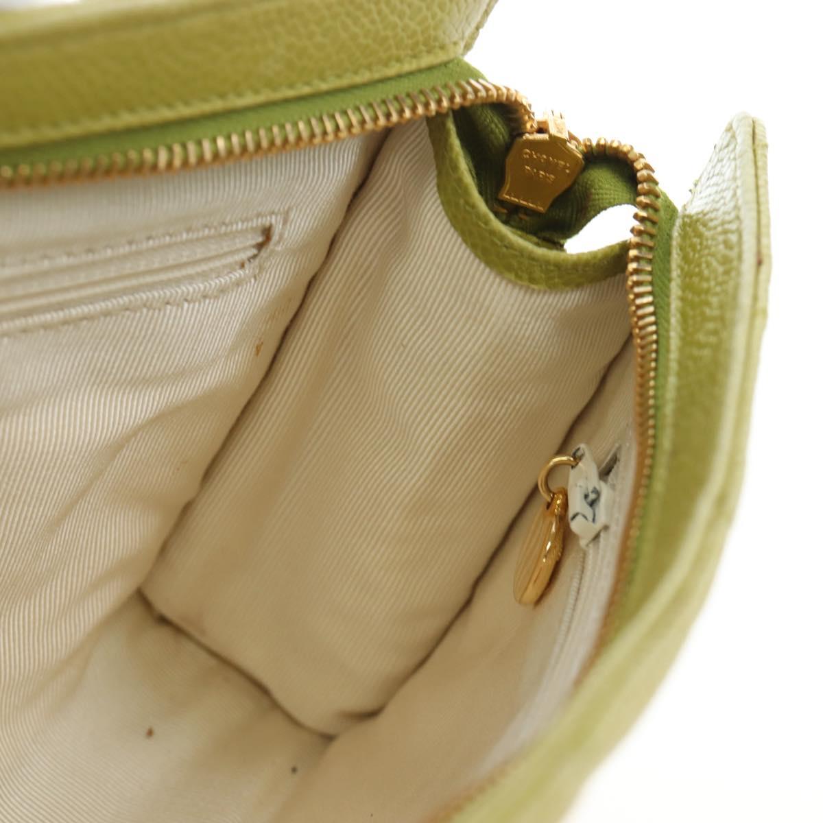 CHANEL Waist bag Caviar Skin Lime Yellow Gold CC Auth am12134V