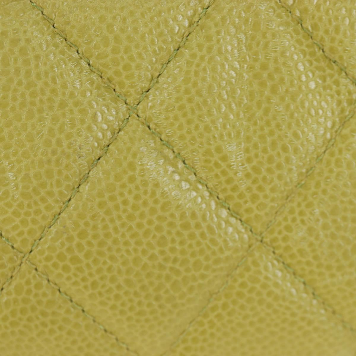 CHANEL Waist bag Caviar Skin Lime Yellow Gold CC Auth am12134V