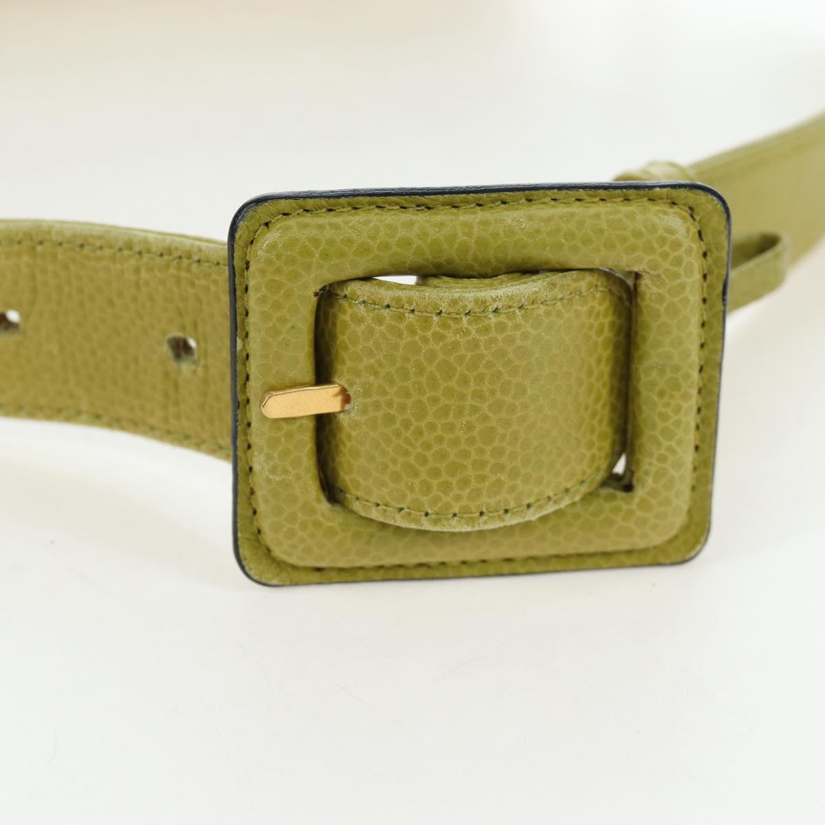 CHANEL Waist bag Caviar Skin Lime Yellow Gold CC Auth am12134V