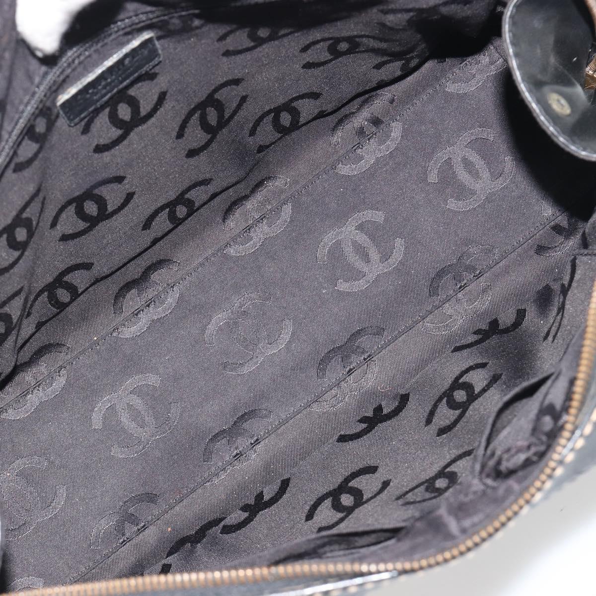 CHANEL Wild Stitch Hand Bag Leather Black CC Auth am12135