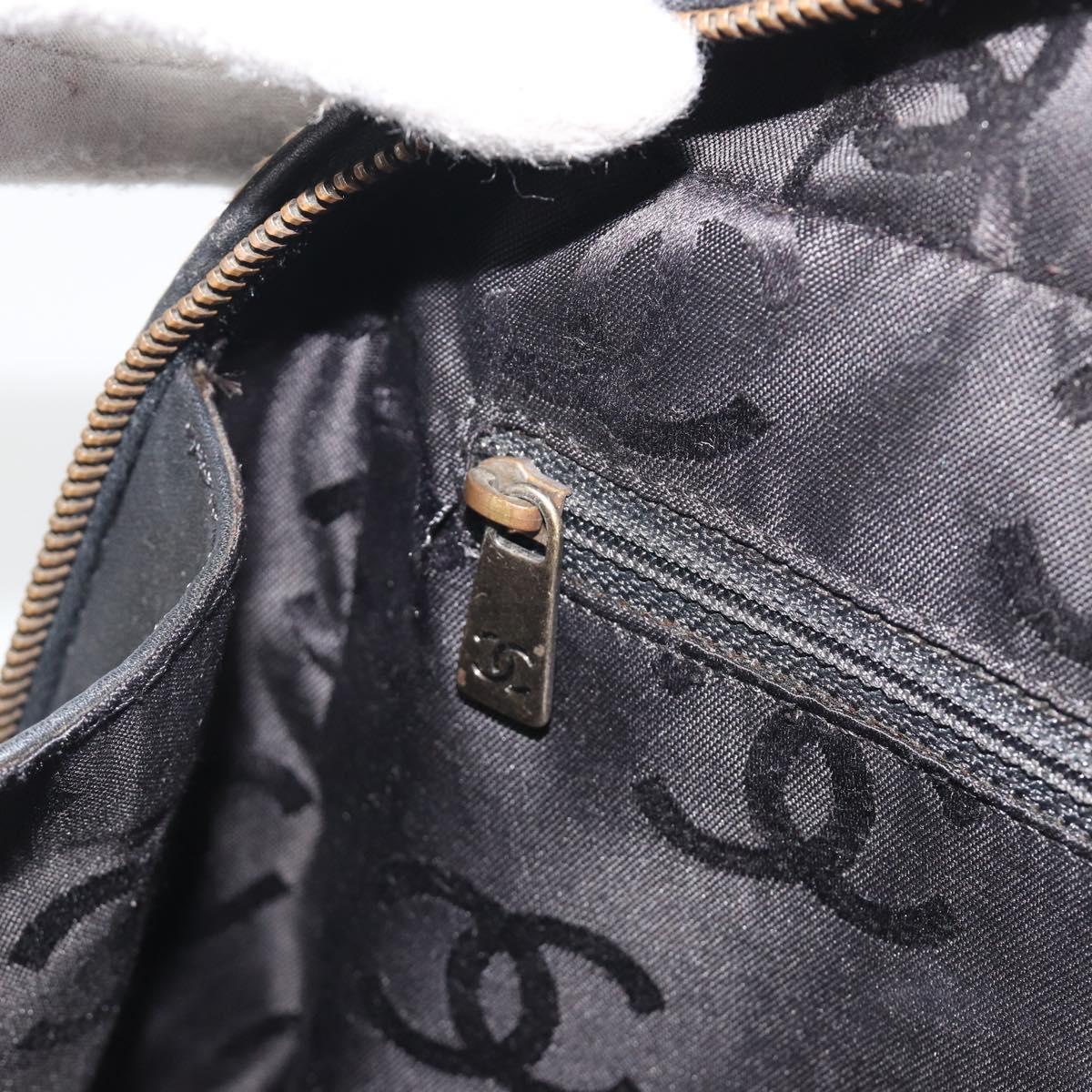 CHANEL Wild Stitch Hand Bag Leather Black CC Auth am12135