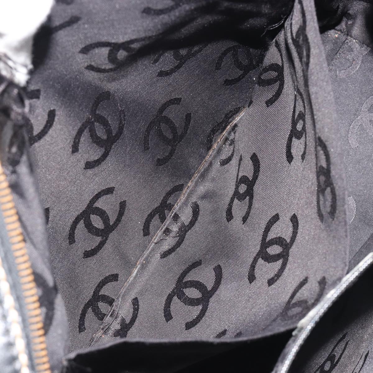 CHANEL Wild Stitch Hand Bag Leather Black CC Auth am12135