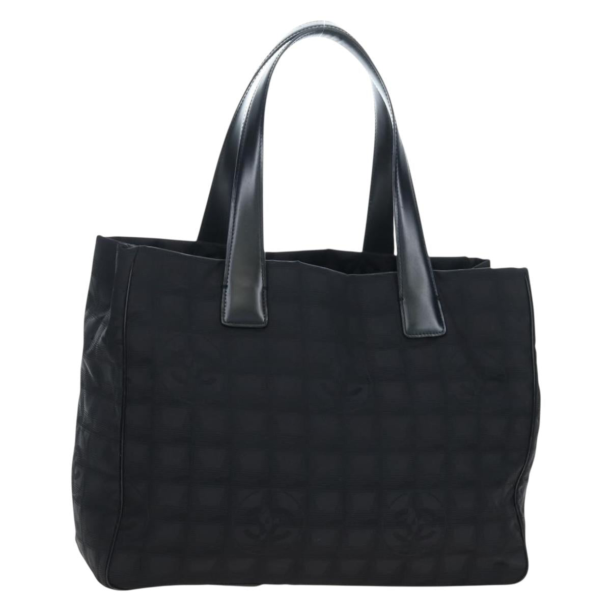 CHANEL New Travel Line Tote Bag Nylon Black Gold CC Auth am12136V