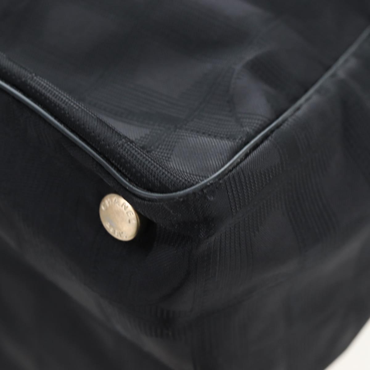 CHANEL New Travel Line Tote Bag Nylon Black Gold CC Auth am12136V