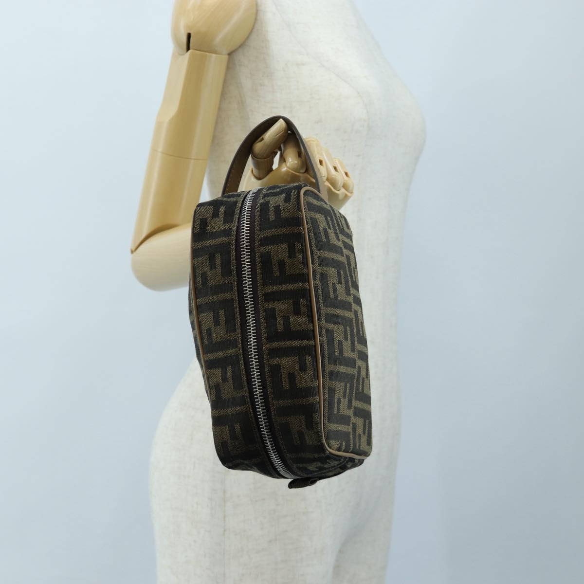 FENDI Zucca Canvas Clutch Bag Black Brown Auth am12138V