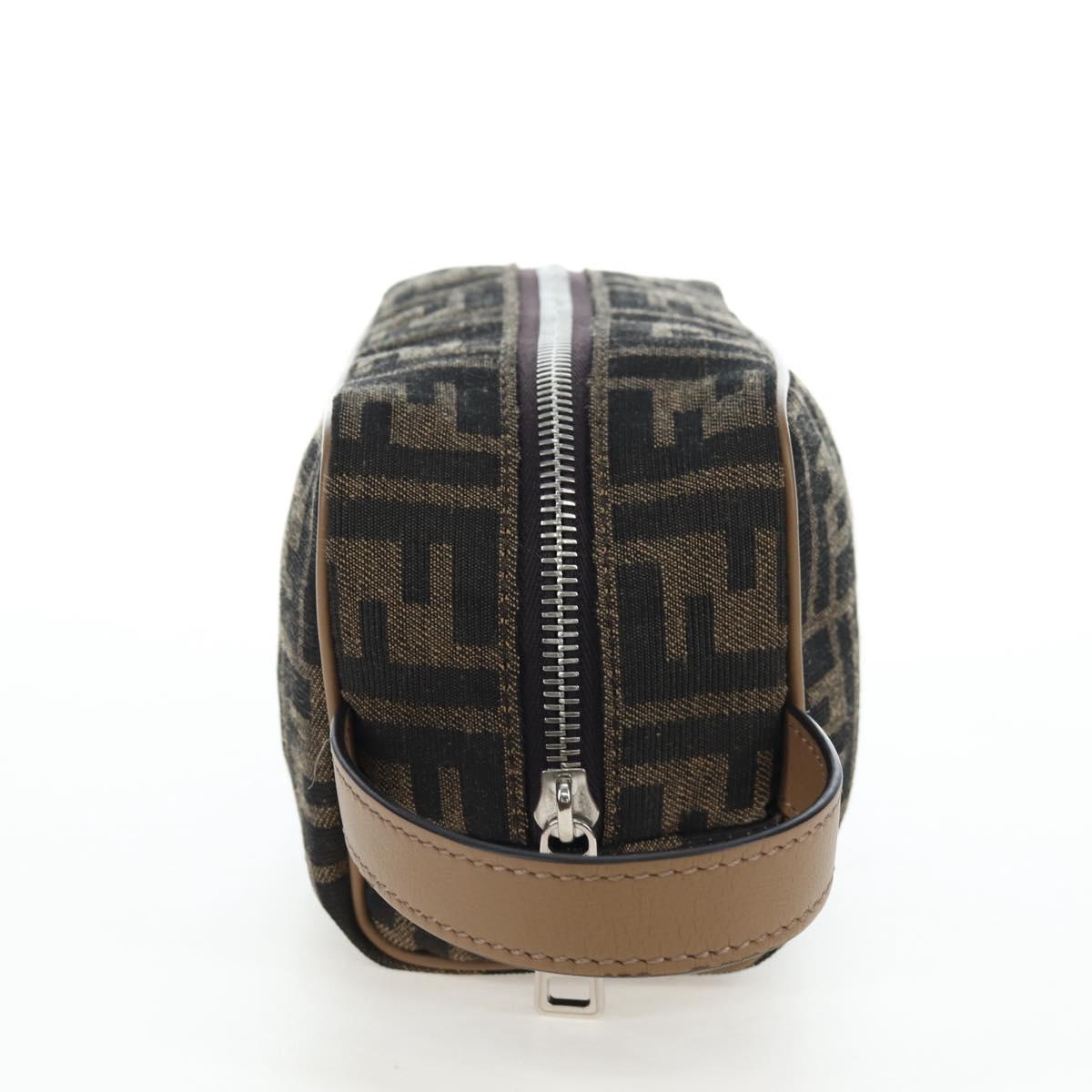 FENDI Zucca Canvas Clutch Bag Black Brown Auth am12138V