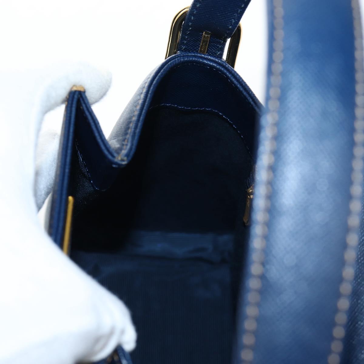 VALENTINO Hand Bag Leather 2way Blue Gold Auth am12139V