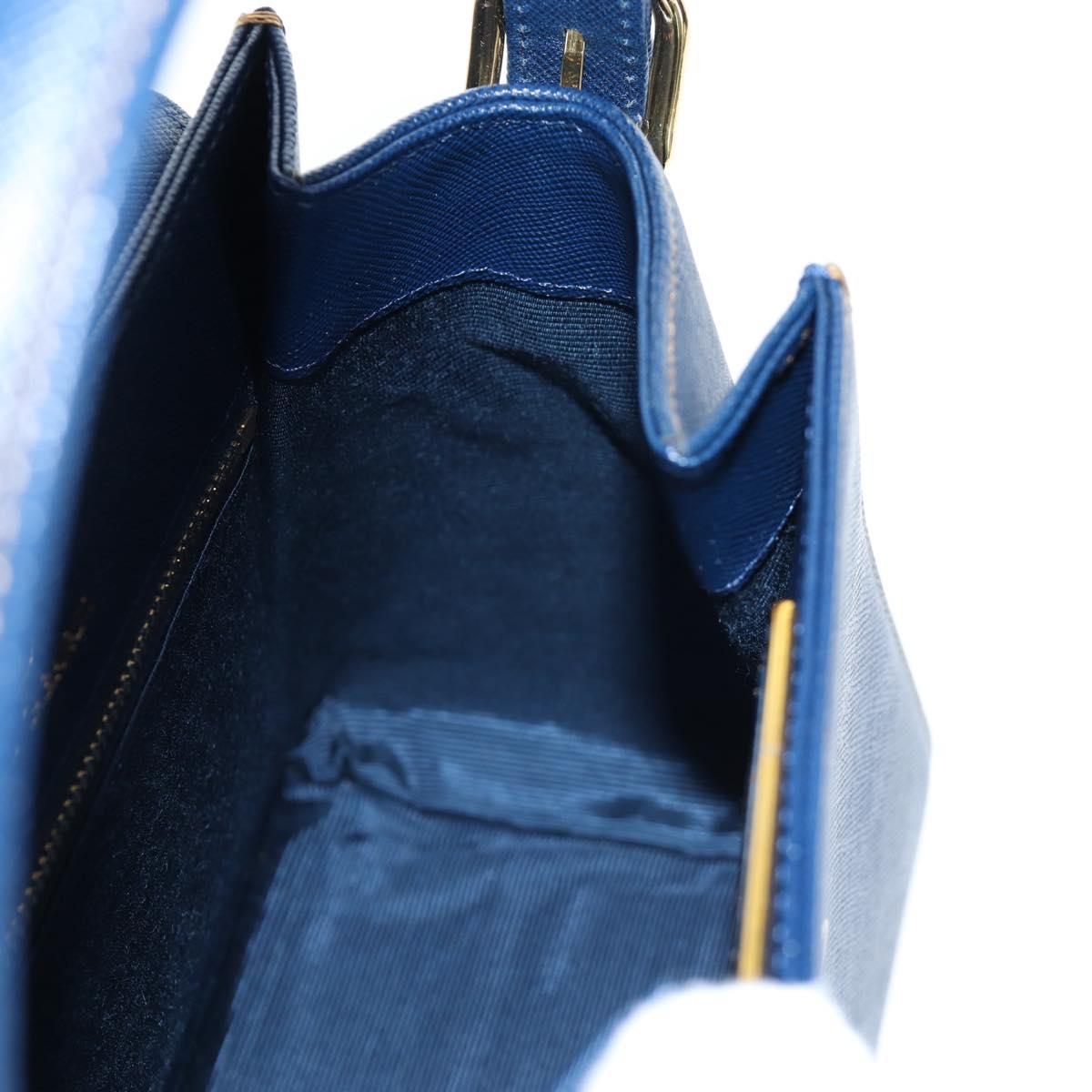 VALENTINO Hand Bag Leather 2way Blue Gold Auth am12139V