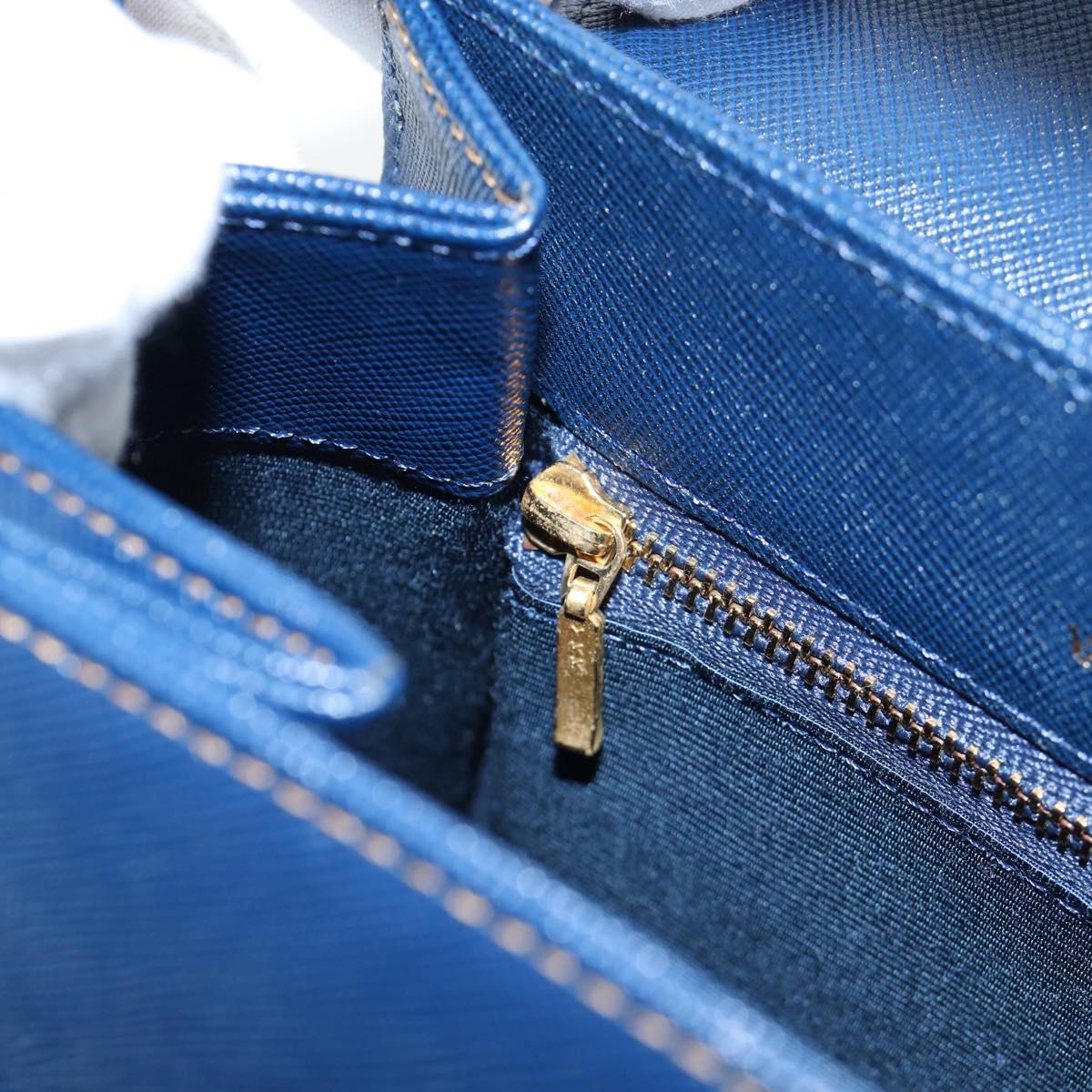 VALENTINO Hand Bag Leather 2way Blue Gold Auth am12139V