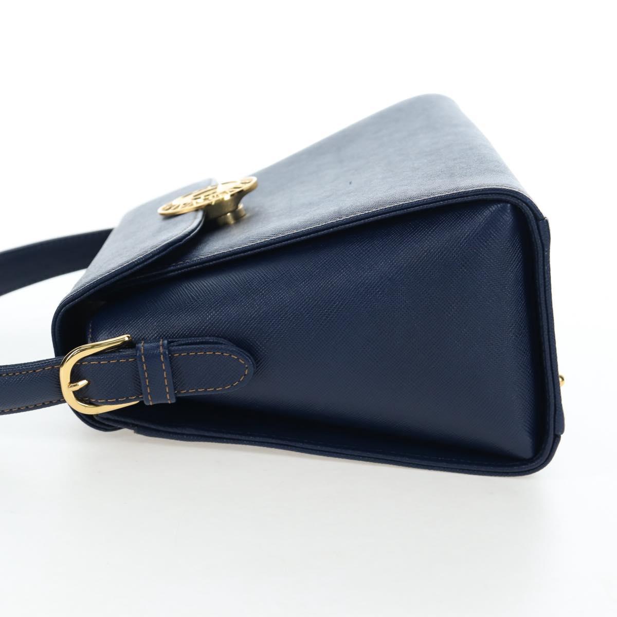 VALENTINO Hand Bag Leather 2way Blue Gold Auth am12139V