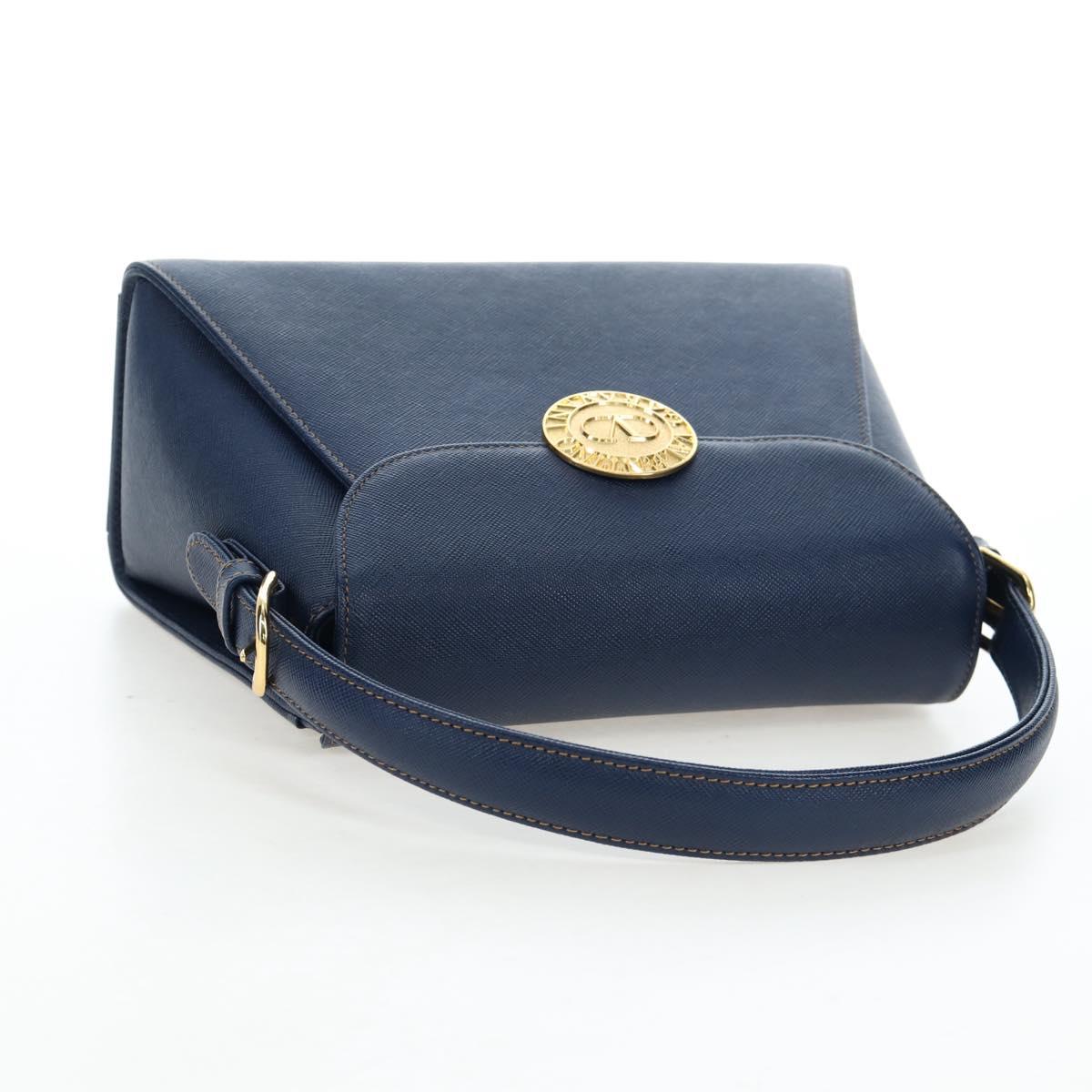 VALENTINO Hand Bag Leather 2way Blue Gold Auth am12139V