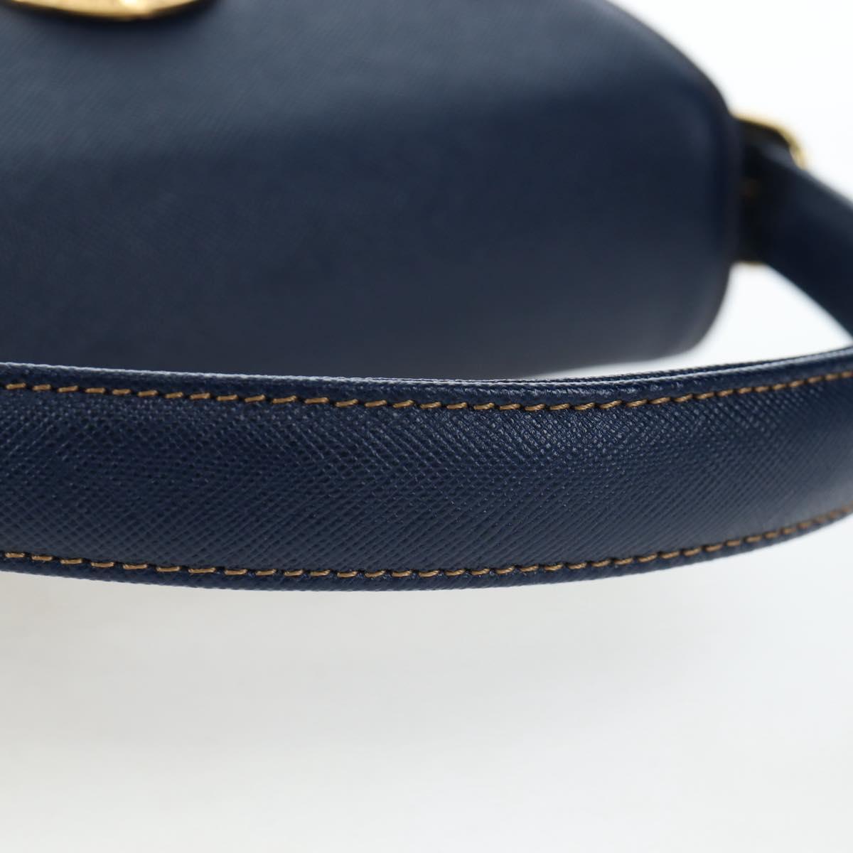 VALENTINO Hand Bag Leather 2way Blue Gold Auth am12139V