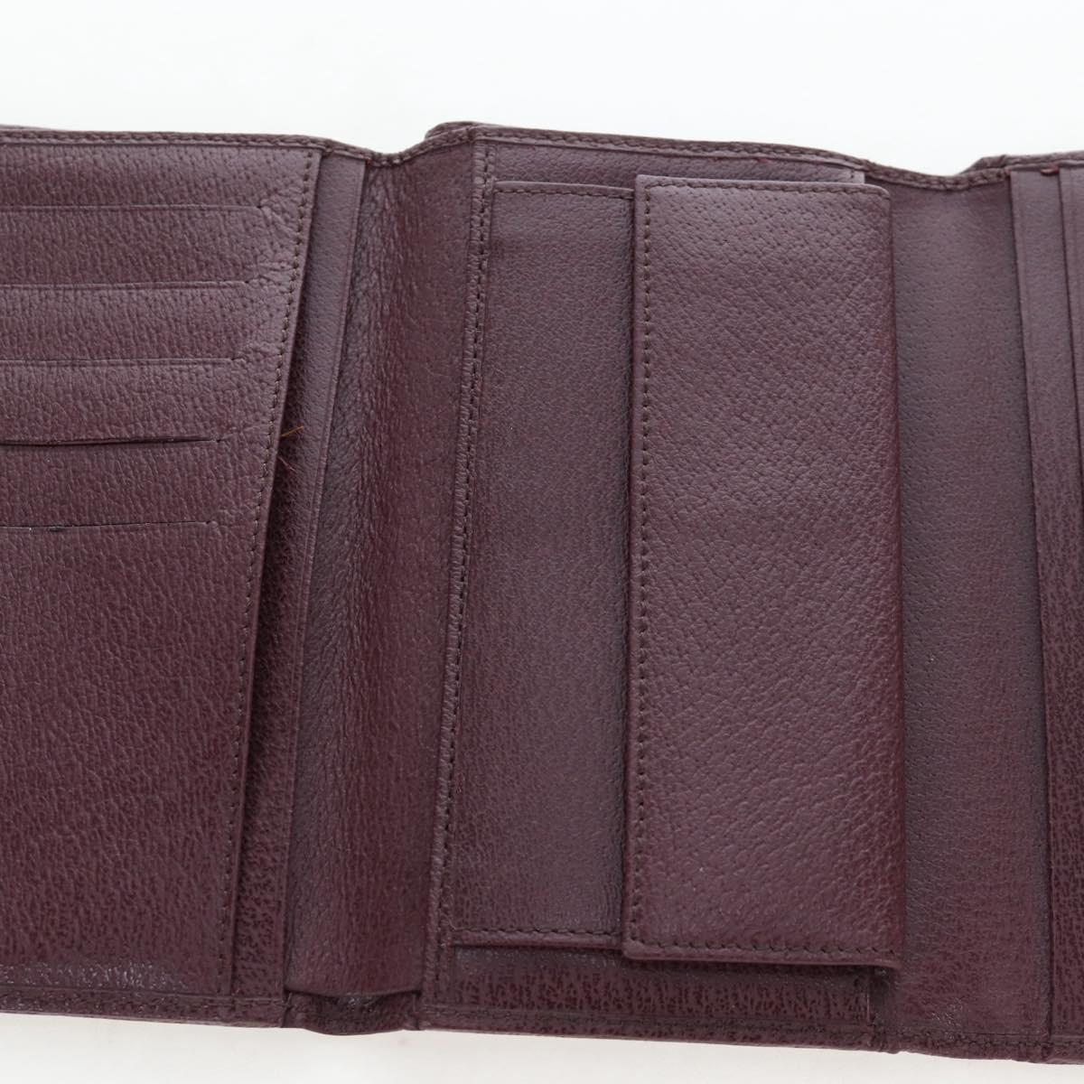 FENDI Zucca Canvas Trifold Wallet Nylon Leather Bordeaux Silver Auth am12141V