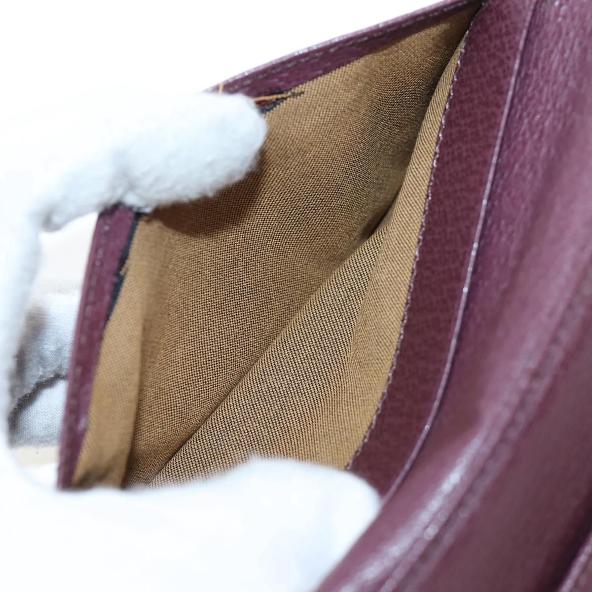 FENDI Zucca Canvas Trifold Wallet Nylon Leather Bordeaux Silver Auth am12141V