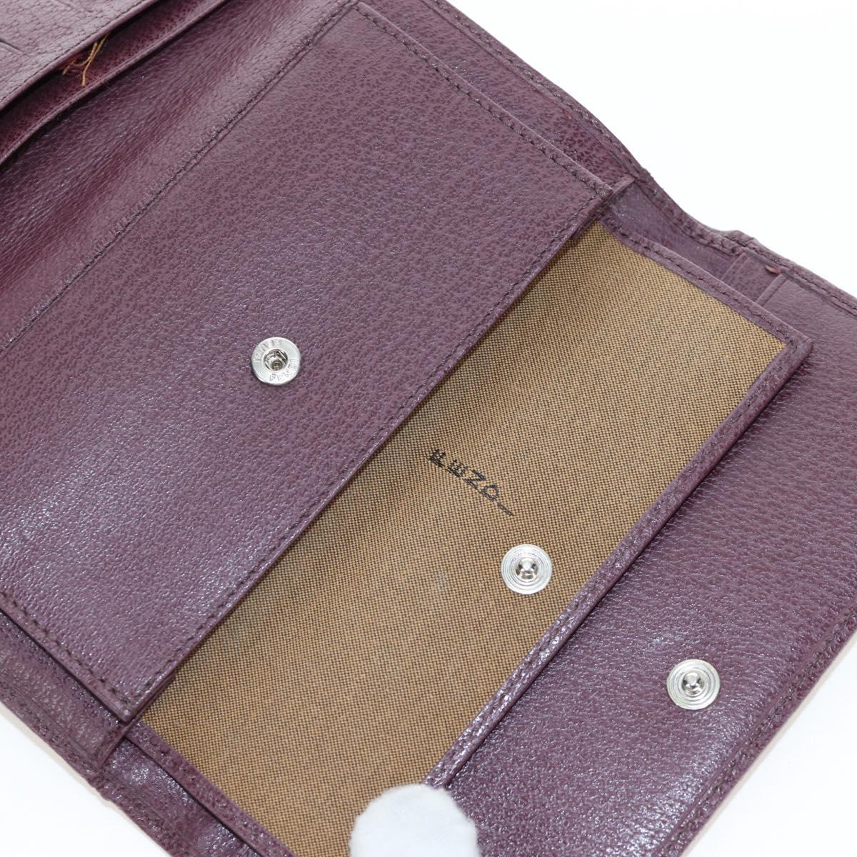 FENDI Zucca Canvas Trifold Wallet Nylon Leather Bordeaux Silver Auth am12141V