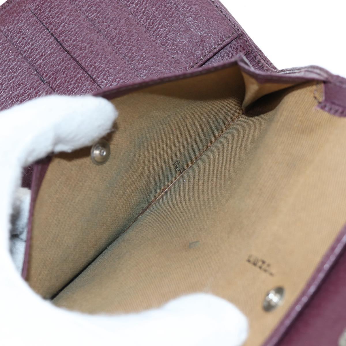 FENDI Zucca Canvas Trifold Wallet Nylon Leather Bordeaux Silver Auth am12141V