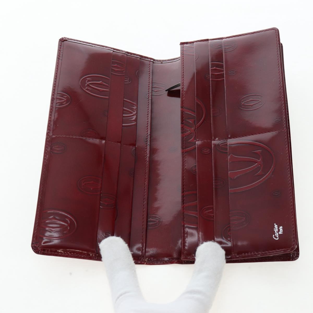 CARTIER happy Birthday Long Wallet Patent leather Bordeaux Auth am12142V