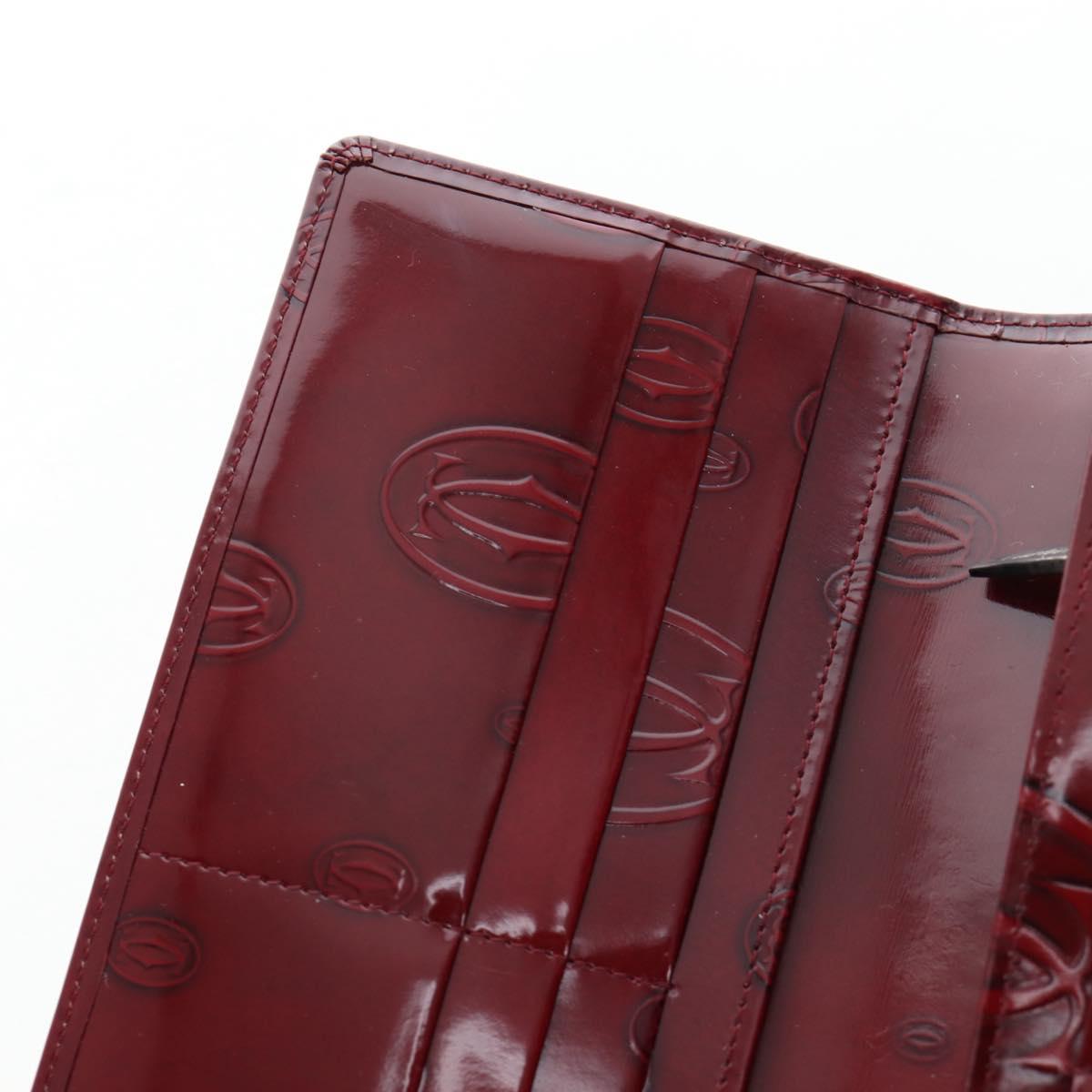 CARTIER happy Birthday Long Wallet Patent leather Bordeaux Auth am12142V