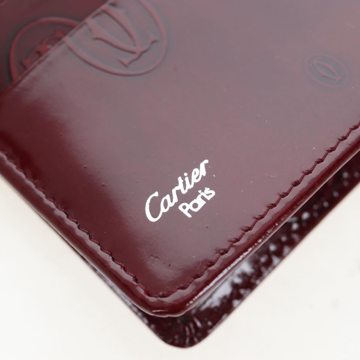 CARTIER happy Birthday Long Wallet Patent leather Bordeaux Auth am12142V