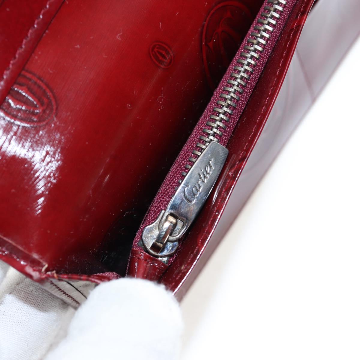 CARTIER happy Birthday Long Wallet Patent leather Bordeaux Auth am12142V