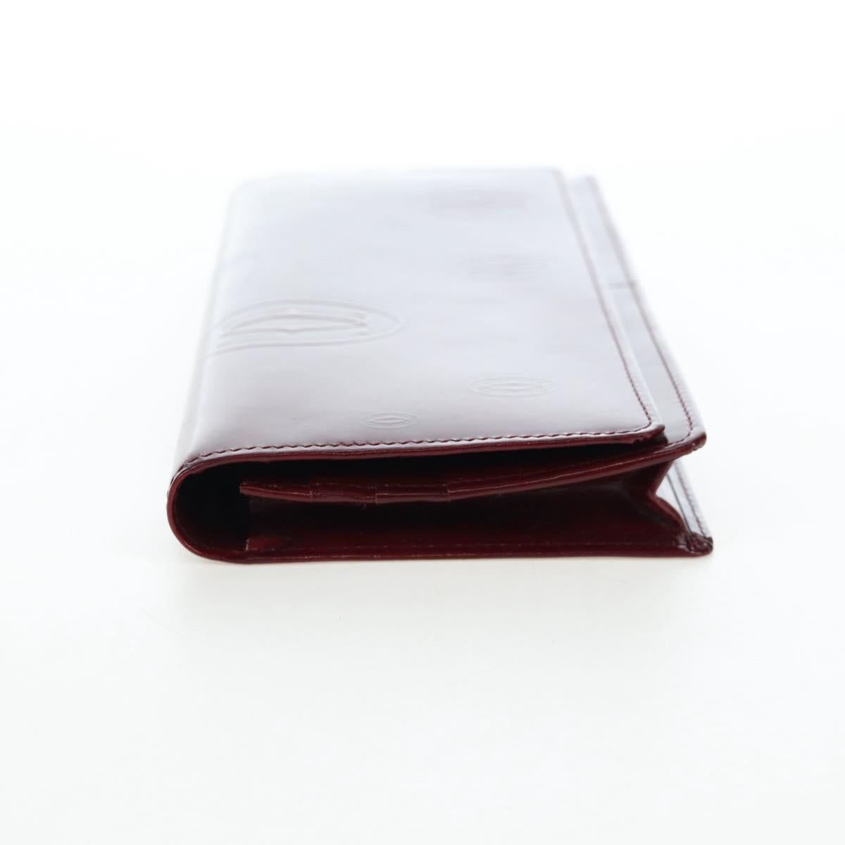 CARTIER happy Birthday Long Wallet Patent leather Bordeaux Auth am12142V