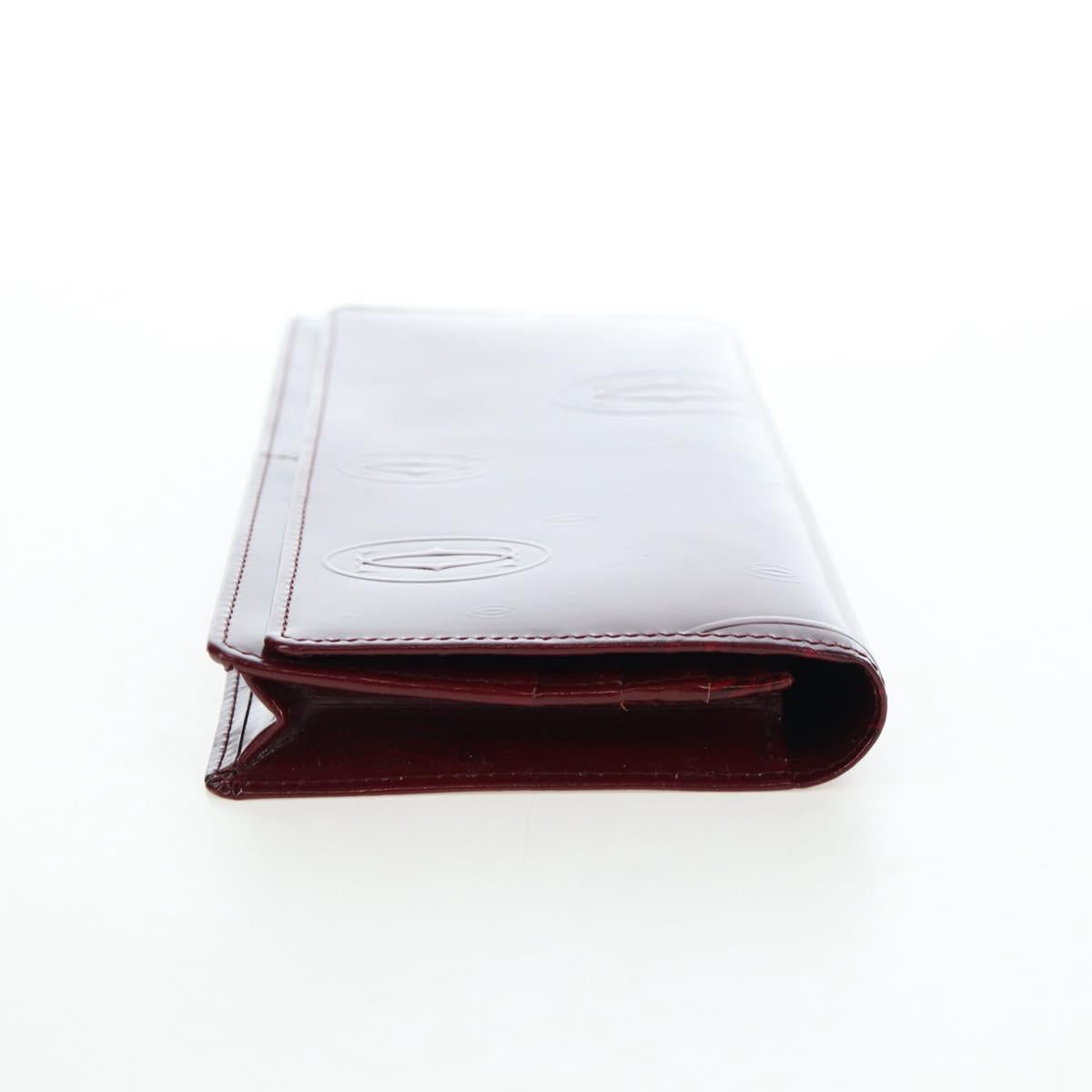 CARTIER happy Birthday Long Wallet Patent leather Bordeaux Auth am12142V