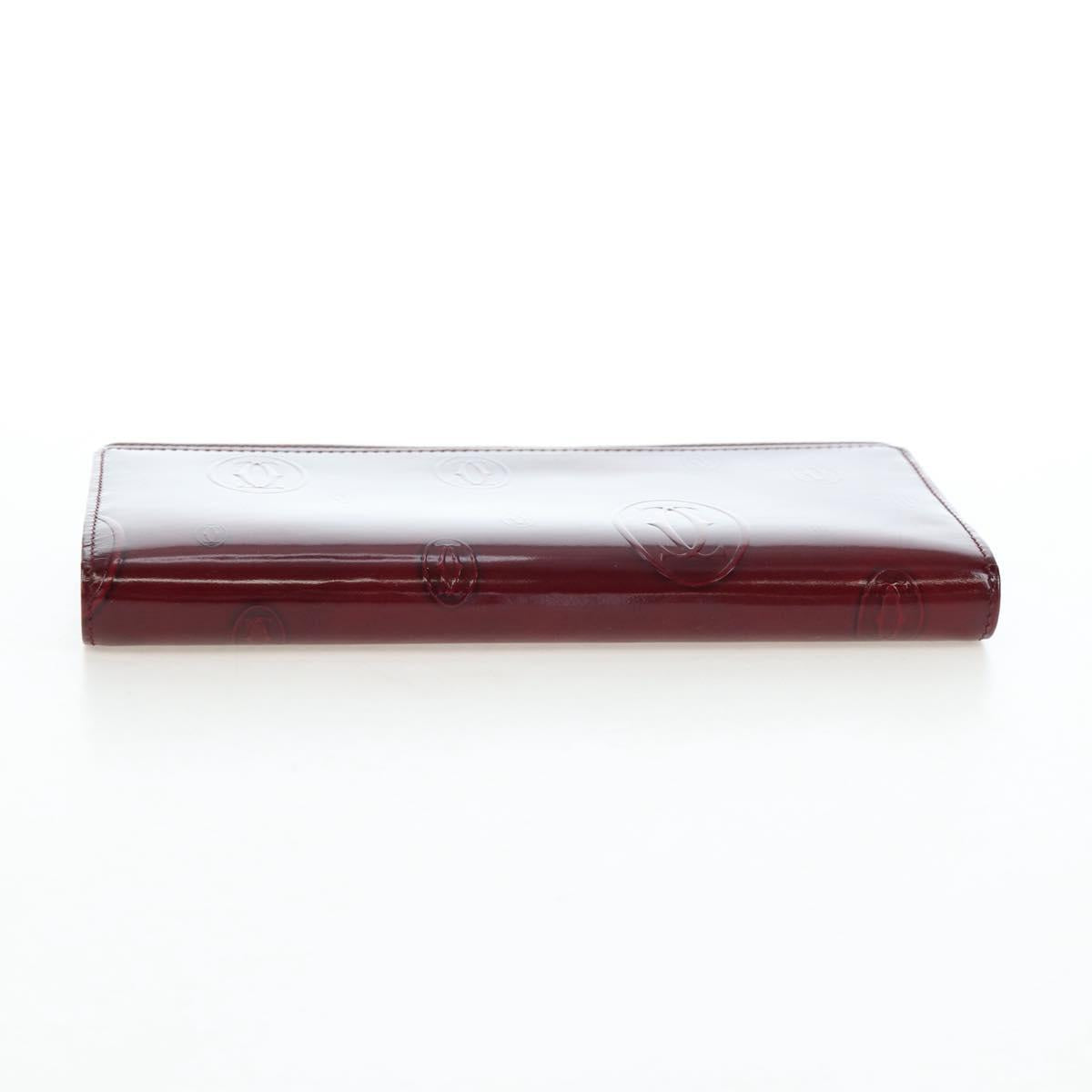 CARTIER happy Birthday Long Wallet Patent leather Bordeaux Auth am12142V
